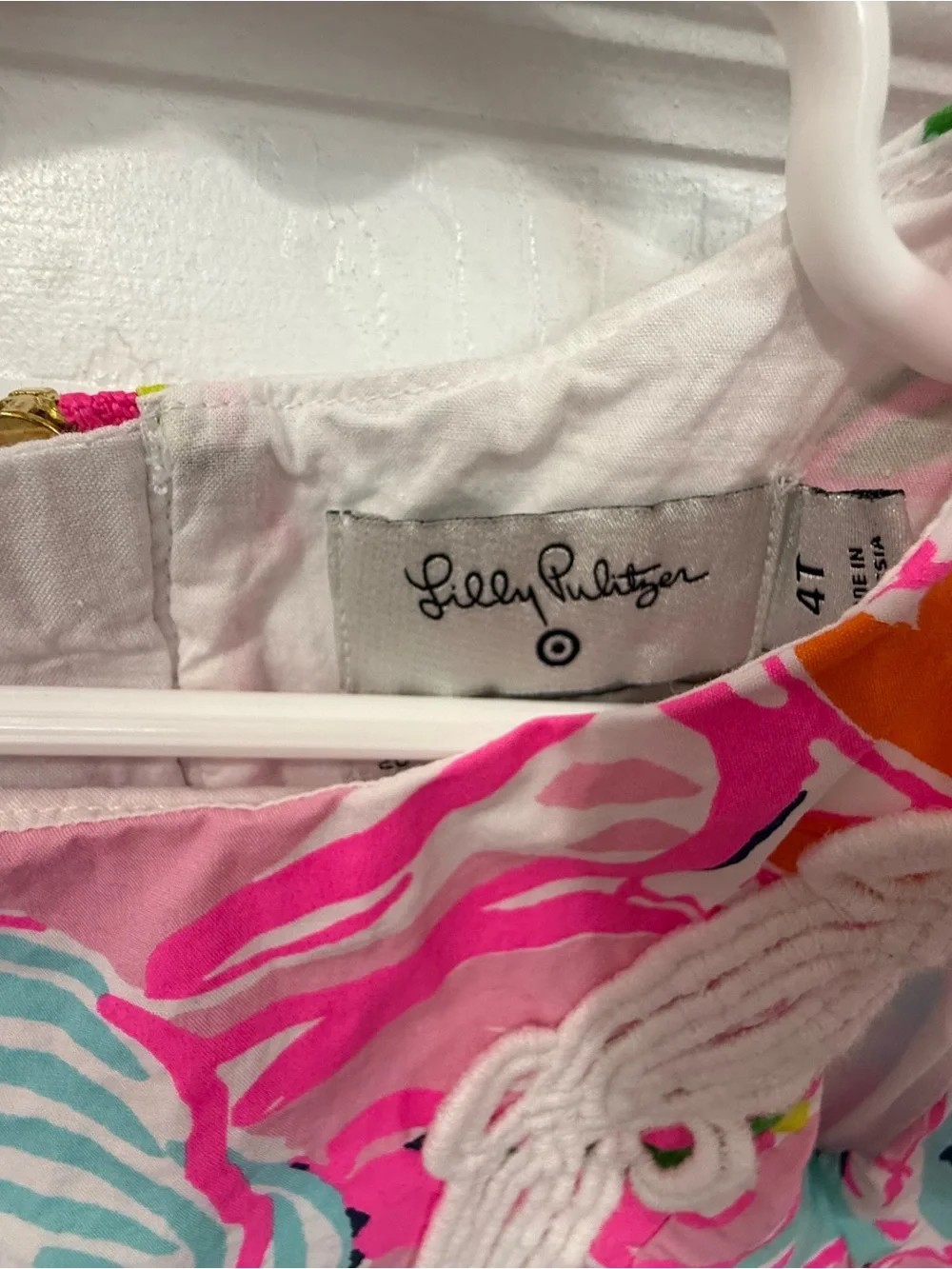 Lilly Pulitzer Pink Tropical Floral Tank Dress with White Lace Detail